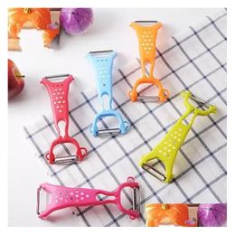 Fruit Vegetable Tools Ups Thickening Double Head Paring Knife Plastic Peeler Household Kitchen Fruits Potato Mti Function Grater W Dh4Aj