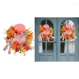 Decorative Flowers 67JB Harvest Leaf Around A Circle Wreath Funny Outdoor Garden Statue Figurine