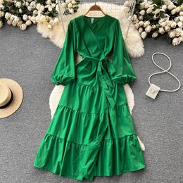 2023 A Line Casual Dresses print Sexy designer Clothing V Neck women Dresses Long Sleeve Summer new women's wear thin double-breasted Denim dress