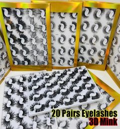 20 PairsBoxed 25mm Mixed Styles 3D Mink False Eyelashes Natural Long Lashes Handmade Wispies Bushy Fluffy Sexy Eye Makeup Tools4717486