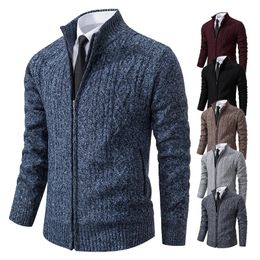 Mens Wool Blends Winter Plus Velvet Sweaters Cardigan Thick High Collar Sweatshirt Coat Knitted Jumper Brand Knitwear Hombre Clothing 231101