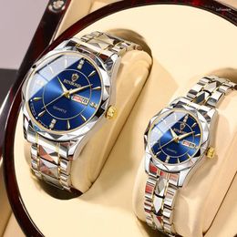 Wristwatches Sets Of Watches For Him And Her Waterproof Stainless Steel Quartz Gold Couple Items Lovers