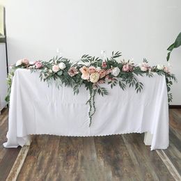 Party Decoration Artificial Rose Flower Table Runner Rustic Garland Floral Arrangements Wedding Ceremony Backdrop Arch Flowers