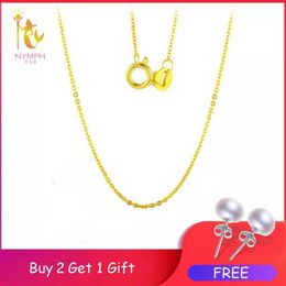 NYMPH Genuine 18K White Yellow Gold Chain 18 inches au750 Cost Necklace Pendant Wendding Party Gift For WomenG1002 LJ20083240y
