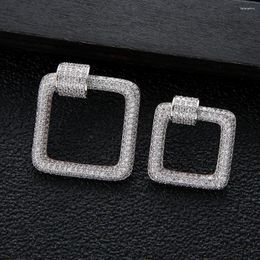 Stud Earrings Trendy Luxury Square For Women Wedding Cubic Zirconia Crystal African Dubai Bridal Earring E9943