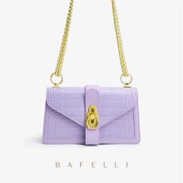 Women Crocodile Leather Bag Brand Luxury Female Shoulder Designer Fashion Lilac Crossbody Chain Handbag234Z