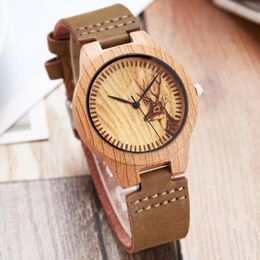 Wristwatches Bamboo Wood Watch Men's And Women's Quartz Leisure Business Chronograph Relogio Feminino SturdyWristwatches