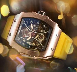 Relogio Masculino Military Sports Large Men Watches Quartz Automatic Movement Fashion Flowers SKeleton Dial Unique Silicone Clock Watch montre de luxe gifts