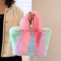 Totes Bucket Large tote bag for women winter soft and with Colourful and fashionable women's bag new fur luxurious and warm with Soaper walletcatlin_fashion_bags