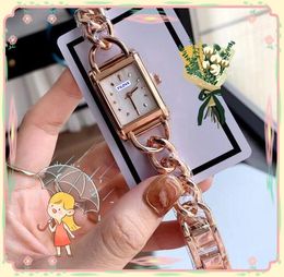 High Quality Top Model Women Small Size Watch Rectangle Shape Skeleton Dial Clock Woman Stainless Steel Bracelet Luxury Quartz Movement Rose Gold Silver Watches