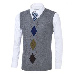 Men's Vests Design Male Sweater Argyle Patterb Wool Vest Mens Casual Sleeveless Pullover Knit