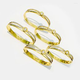 Bangle 20 Pcs/Lot 316L Stainless Steel Wholesale Infinity Shaped Design Roman Numerals Centred Crystal Bracelets Bangles Yiwu Stock