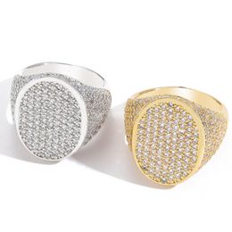 Unisex Fashion Men Women Ring 18K Real Yellow White Gold Plated Full Bling Iced Out CZ Ring Men Women Size 6-12