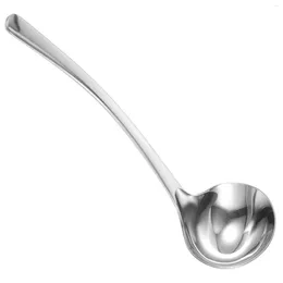 Spoons Stainless Steel Soup Ladle Long Handle Spoon Metal Table For Home Kitchen Restaurant ( Silver )
