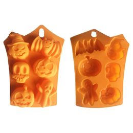 Silicone Orange Chocolate Mould Halloween DIY Fondant Candy Mould Skull Pumpkin Bat Silicone Cookie Chocolate Baking Mould