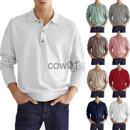 Men's Polos Mens Long Sleeve POLO Shirt Spring Autumn Solid Colour Lapel Button Casual Loose Pullover Tops Fashion Business T-shirt S-3XL J231102