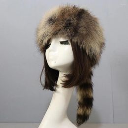 Berets Stylish Weather Hat Soft Thick Faux Fur Ladies Winter Windproof Anti-slip Washable Outdoor Cap For Heat Retention Trendy