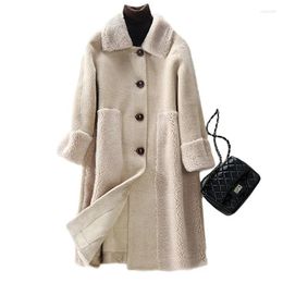 Women's Fur Winter Women Lambswool Coat Korean Hooded Faux Long Overcoat Sheep Shearing Loose Thick Warm Clothes Female Outerwear G2673