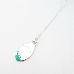 New ladies sterling silver classic cyan pink egg-shaped splash splash enamel silver necklace Jewellery couple holiday gift LJ201009253O