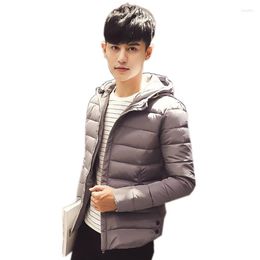 Men's Down European Young Hooded Men Winter Coat Cotton Wadded Gray/Black Short Style Thickening Duck Jacket Warm Parka FYY127