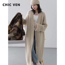 Women's Sweaters CHIC VEN Women Cardigan Loose Basic Long Casual Knitted Jumpers Soft Sweater Coat Woman Clothing Autumn Spring 2023 231101