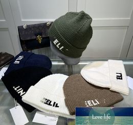 Letter Embroidery Knitted Hat Autumn and Winter Warm Fashion All-Match Woollen Cap Fashion Brand Beanie Hats Wholesale