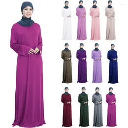 Ethnic Clothing Ramadan Eid Abaya Muslim Prayer Women Arab Long Sleeve Dress Maxi Robe Khimar Kaftan Jilbab Islam Gown Worship Service