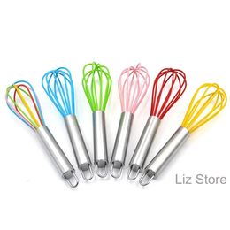 8 Inch Silicone Coated Egg Beaters Whisk Tools Stainless Steel Handle Cream Whipper Coffee Eggs Shake Milk Frother Kitchen Gadget TH1218