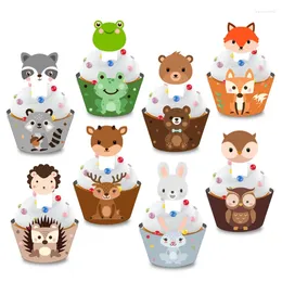 Festive Supplies Forest Animal Decorative Cake Topper Woodland 1st Happy Birthday Party Decorations Kids Boy Baby Shower Wild One