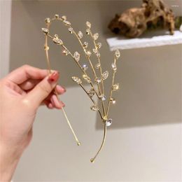 Hair Clips Hoop Hairbands Bride Tiaras For Women Golden Crystal Headbands Fashion Leaf Shaped Alloy Crowns Wedding Noiva Jewelry
