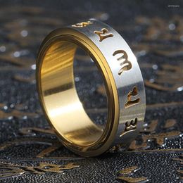 Cluster Rings Tibetan Buddhism Om Mani Padmei Hum Heart Of Prajna Paramita Sutra Rotatable Mantra The Six-word Admonition Rune Designer Ring