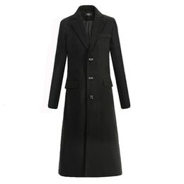 Men's Wool Autumn and Winter Fine Wool Woollen Cloth Men's Fashion Leisure Business A Long Black Trench Coat Male Casual Trench Coat Men 231101