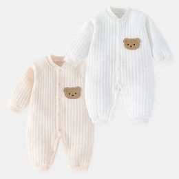 Rompers born Romper Cotton Bear Bunny Cartoon Baby Girl Jumpsuit Autumn Winter Toddler Outfit Infant Onesie Kids Boy Clothes 231101
