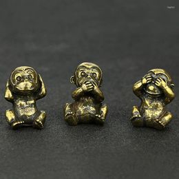 Decorative Figurines Vintage Brass Creative Cute Sitting Monkey Statue Mini Animal Sculpture Home Office Desk Ornament Funny Gift Toy