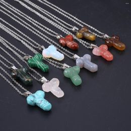 Pendant Necklaces Natural Stone Cartoon Key Necklace Turquoise Opal Crystal Charms Jewelry Accessories