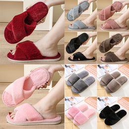 Shoes Couple 2024 Designer New Slippers Flats Wine Red Pink Bean Paste Colour Black Coffee Grey Men Women Comfort Size 36-45 GAI 299