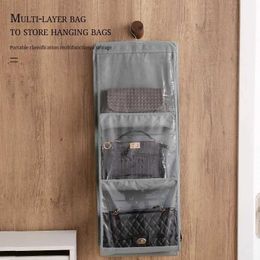 Clothing Wardrobe Storage Pocket Handbag For Wardrobe Closet Grey Waterproof Storage Bag Door Wall Clear Bag With Hanger Pouch R231102