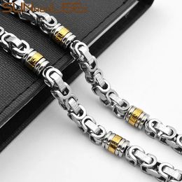 Chokers SUNNERLEES 316L Stainless Steel Necklace 8mm Geometric Byzantine Link Chain Black Gold Silver Colour Men Women Jewellery SC56 231101
