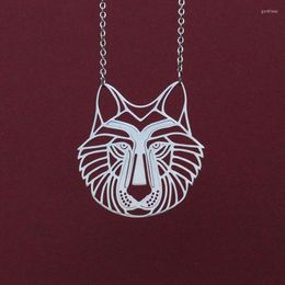 Pendant Necklaces 10pcs Stainless Steel Geometric Wolf Necklace Viking Head Animal Charm Face Jewellery Gifts For Her