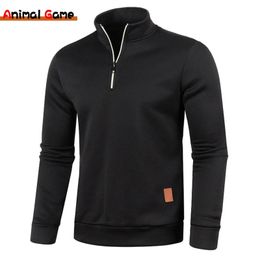 Mens Sweaters Spring Thicker Sweatshirts Half Zipper Pullover for Male Hoody Man Sweatshir Autumn Solid Colour Turtleneck 231101