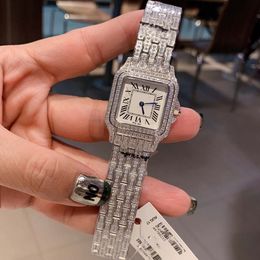 Cheap High-end Cheetah Series Inlaid Quartz Couple Women Ladies Diamond Crystal Square Sapphire Waterproof Diamond-filled Watch