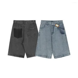 Men's Shorts Irregular Designer Clothes Men Women Colour Block Washed Summer Denim For Distressed Jean Short