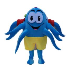 Halloween Blue octopus Mascot Costume High Quality Cartoon animal Plush Anime theme character Adult Size Christmas Carnival Birthday Party Fancy Outfit