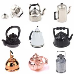 Doll House Accessories Dollhouse Miniature Simulation Retro Kettle Pot Open Lid Model Toys For Decoration 231102