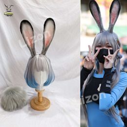 Short Tails Plush Judy Cosplay Grey Bunny Rabbit Handmade Animal Ears Tail cosplay