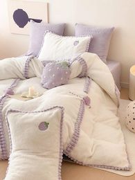 Bedding Sets Warm Plush Set Milk Fiber Thickened Four-Piece Cartoon Quilt Cover Autumn And Winter