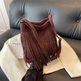 Evening Bags Women's Travel Tote Bag Tassle Fringed Leather Messenger Crossbody Femael Handbag Large Capacity Design Shoulder