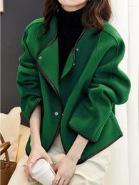 Women's Jackets Short For Women Solid Turn-down Collar Slim Wool Coats Classics Versatile 2023 Autumn/Winter Fashion Coat