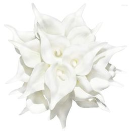 Decorative Flowers 20 Pcs Artificial White Calla Lily With Soft Latex Materials For Home & Kitchen