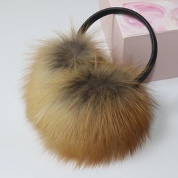 Muffs Ear Muffs Arrival Women Plush Genuine Fox Fur Earmuff Winter Lady Big Pompoms Fox Fur Fluffy Earmuffs Warm 100% Real Fox Fur Ear C